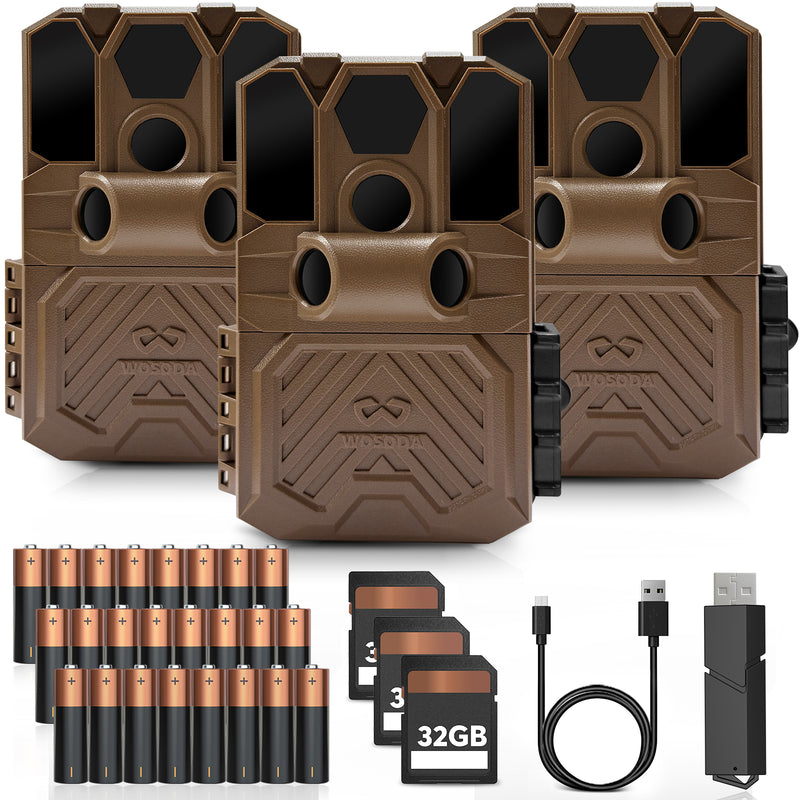 WOSODA G300plus Trail Camera 40MP 2K Hunting Camera 3 Pack