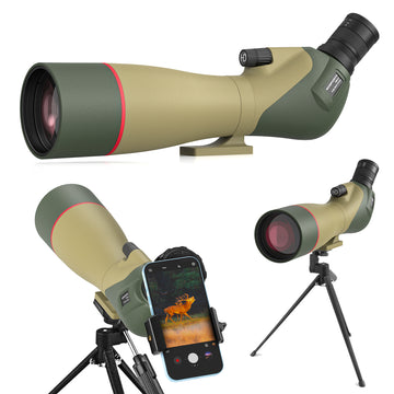 WOSPORTS 25-75x85 Spotting Scope with Tripod for Target Shooting Waterproof Spotter Scope with Phone Adapter, Carrying Bag - BAK4 for Wildlife Viewing, Bird Watching, Upgraded Version