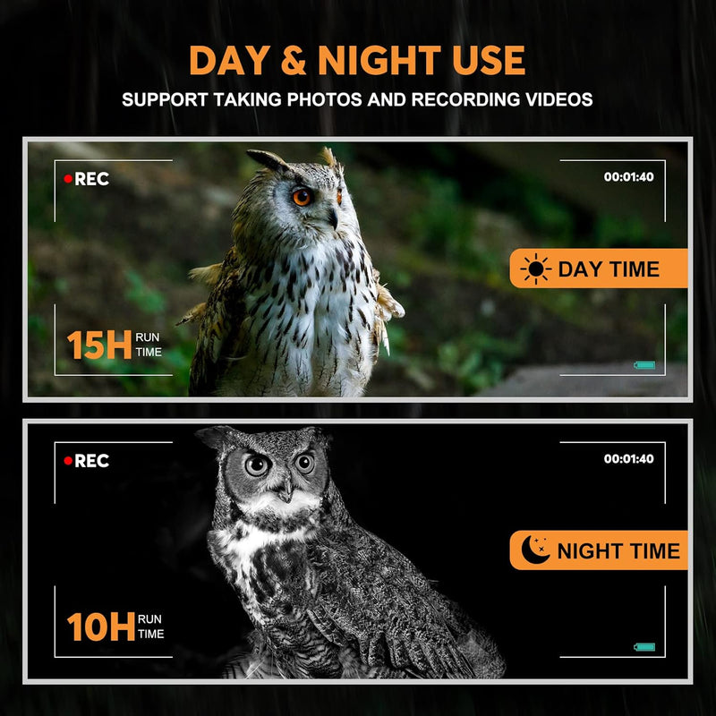 WOSPORTS Night Vision Binoculars, 10X Optical + 8X Digital Zoom  – 1300FT Range, 3'' Screen, Rechargeable, 64GB Card – Ideal for Bird Watching, Wildlife & Outdoor Photography