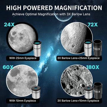 WOSPORTS Telescope for Adults High Powered, 90mm Aperture 600mm Astronomy Portable Professional Refractor Telescope for Beginners, Magnification 180X, with Adjustable Tripod, Phone Adapter, Carry Bag