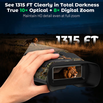 WOSPORTS 4K Night Vision Goggles– 10X Optical & 8X Digital Zoom, 1315FT Infrared Range, Rechargeable 5000mAh Battery, IPX Waterproof, Ideal for Camping