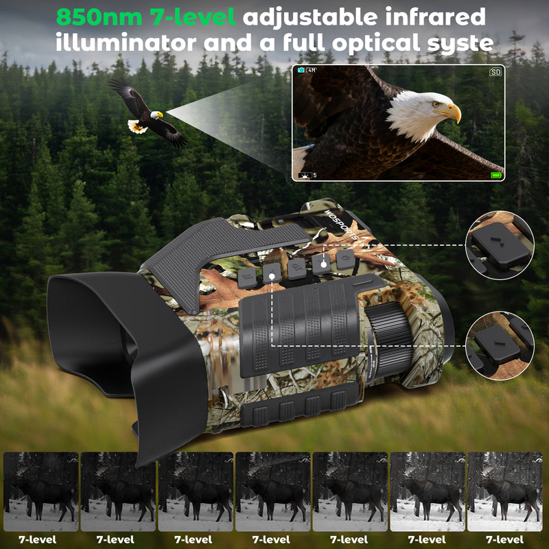WOSPORTS 4K Night Vision Goggles– 10X Optical & 8X Digital Zoom, 1315FT Infrared Range, Rechargeable 5000mAh Battery, IPX Waterproof, Ideal for Camping