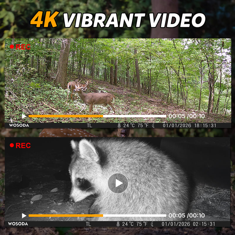 WOSODA G900 Trail Camera 48MP 4K Hunting Camera 3 Pack