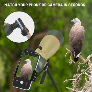 WOSPORTS 25-75x85 Spotting Scope with Tripod for Target Shooting Waterproof Spotter Scope with Phone Adapter, Carrying Bag - BAK4 for Wildlife Viewing, Bird Watching, Upgraded Version