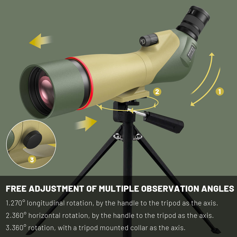 WOSPORTS 25-75x85 Spotting Scope with Tripod for Target Shooting Waterproof Spotter Scope with Phone Adapter, Carrying Bag - BAK4 for Wildlife Viewing, Bird Watching, Upgraded Version