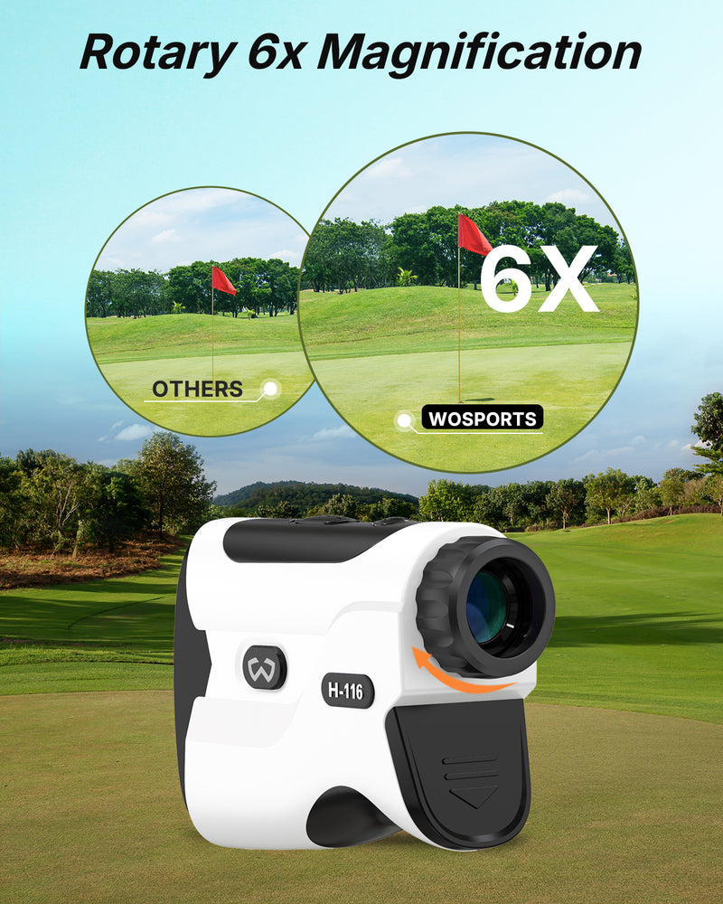 WOSPORTS Golf Rangefinder with Slope - 1200/1500 Yards Range Finder Golf with Magnetic Strap, Flag Pole Locking Vibration, 6X Magnification