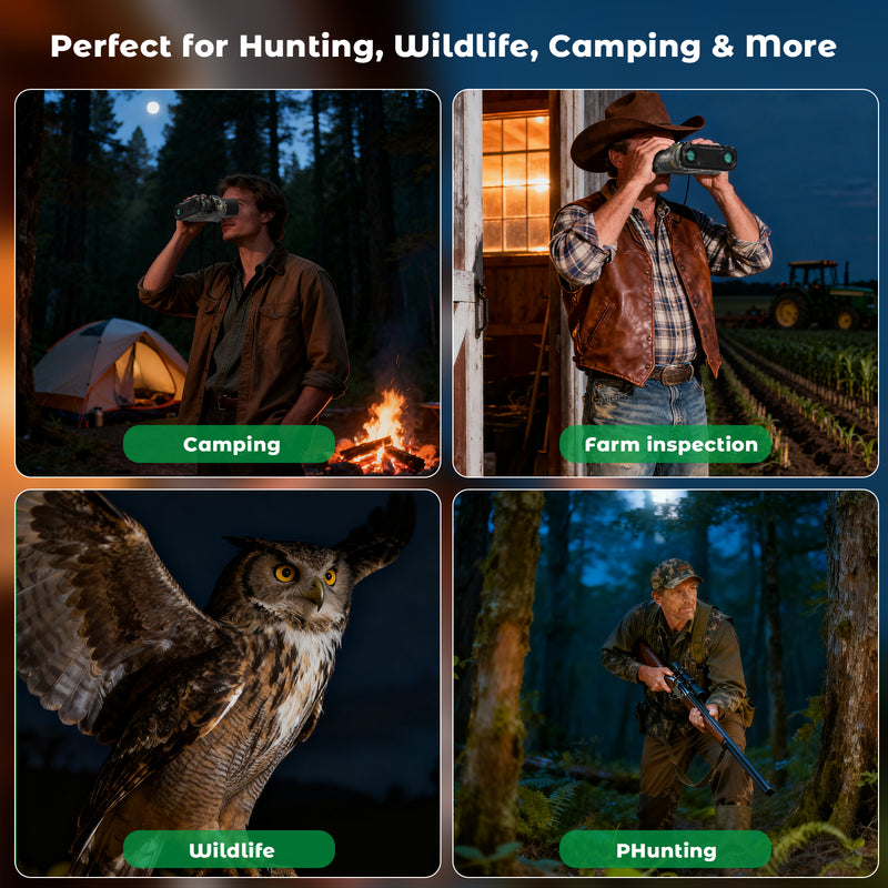 WOSPORTS 4K Night Vision Goggles– 10X Optical & 8X Digital Zoom, 1315FT Infrared Range, Rechargeable 5000mAh Battery, IPX Waterproof, Ideal for Camping