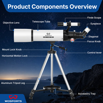 Telescope for Adults High Powered, 90mm Aperture Refractor Telescope，180X Magnification, Portable Professional Astronomy Telescopes for Beginners with Adjustable Tripod, Phone Adapter, Carry Bag