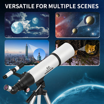WOSPORTS Telescope for Adults High Powered, 90mm Aperture 600mm Astronomy Portable Professional Refractor Telescope for Beginners, Magnification 180X, with Adjustable Tripod, Phone Adapter, Carry Bag