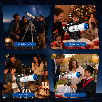 Telescope for Adults High Powered, 90mm Aperture Refractor Telescope，180X Magnification, Portable Professional Astronomy Telescopes for Beginners with Adjustable Tripod, Phone Adapter, Carry Bag