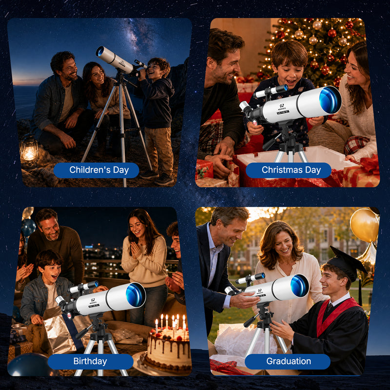 Telescope for Adults High Powered, 90mm Aperture Refractor Telescope，180X Magnification, Portable Professional Astronomy Telescopes for Beginners with Adjustable Tripod, Phone Adapter, Carry Bag