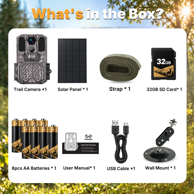 WOSODA G300plus Solar Powered Trail Camera