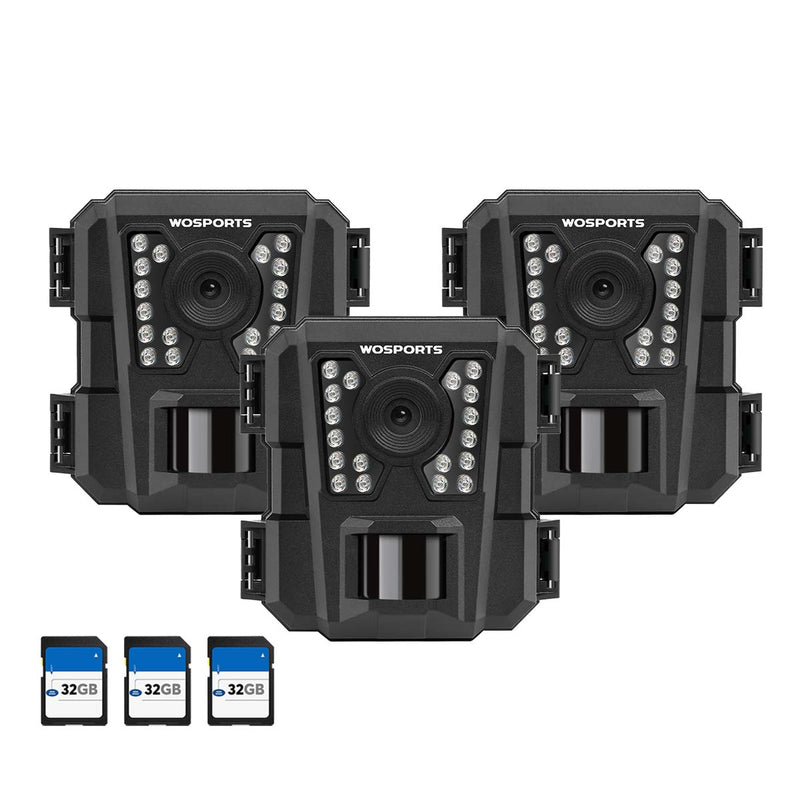 WOSPORTS G100 Trail Camera Black 3 Pack