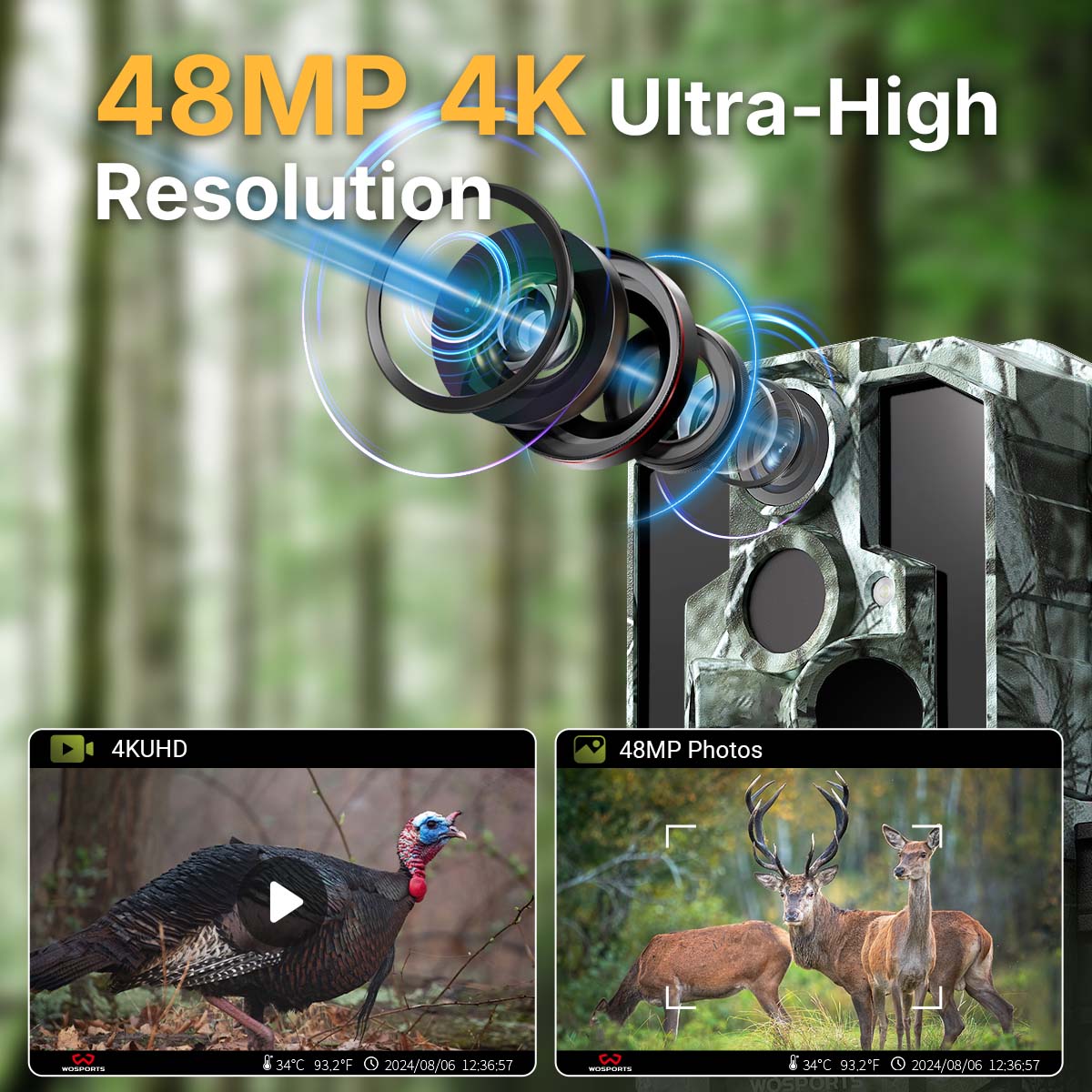 WOSPORTS G600 Trail Camera | Wildlife Camera with 4K Resolution