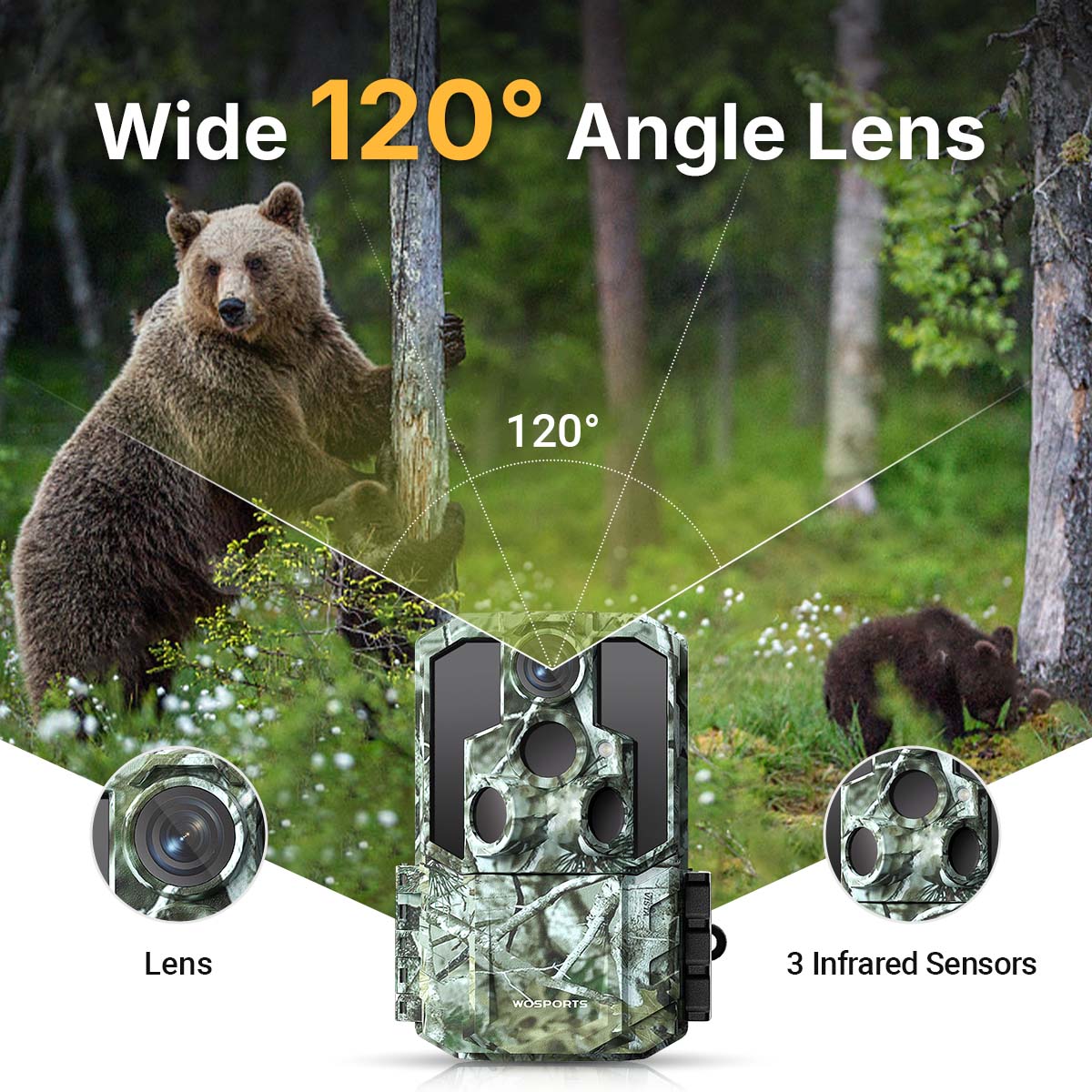 WOSPORTS G600 Trail Camera | Wildlife Camera with 4K Resolution
