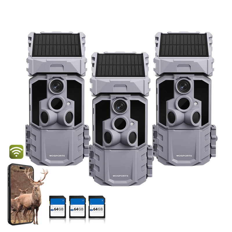 WOSPORTS G600PRO Wi-Fi Solar Trail Camera 3 Pack