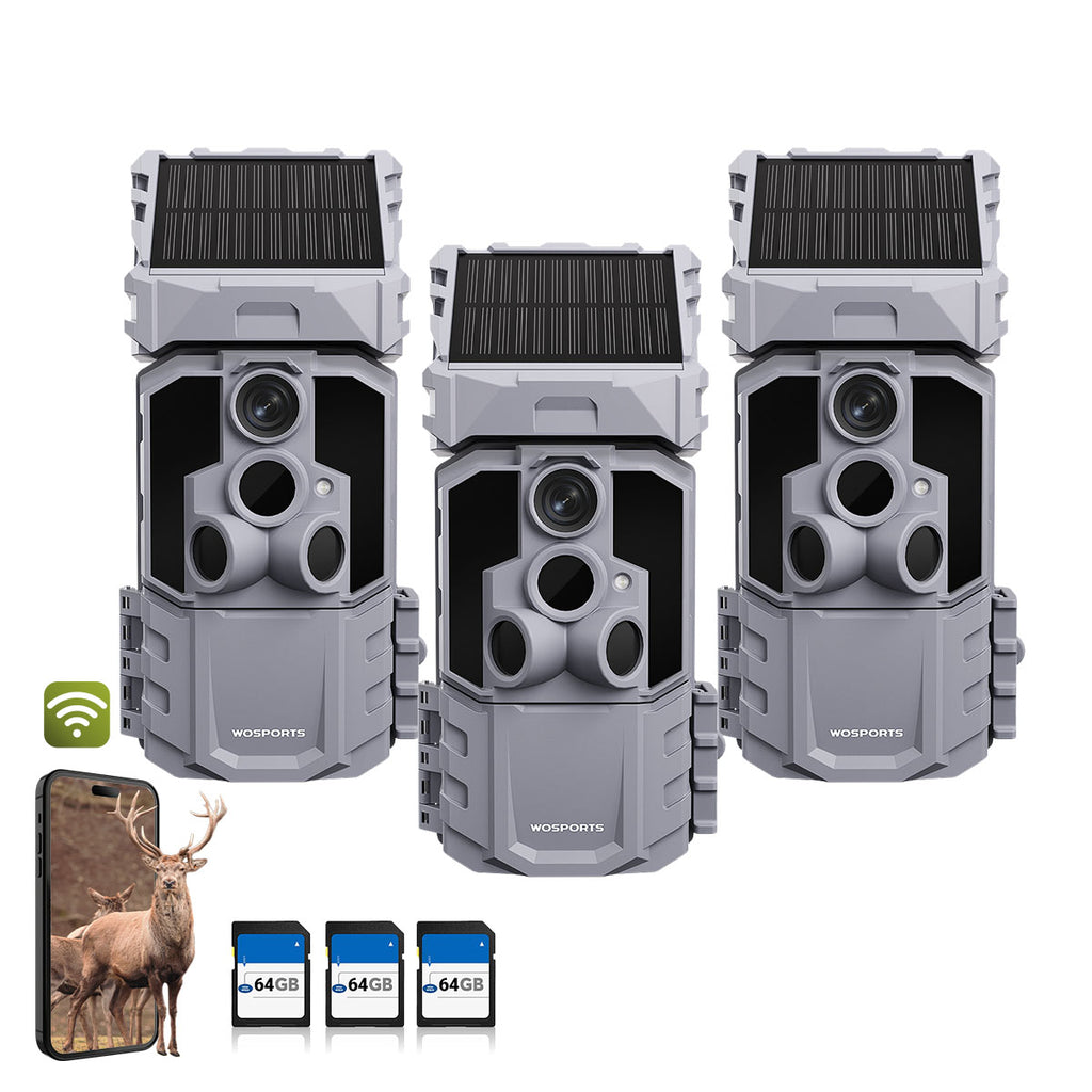 WOSPORTS G600PRO Wi-Fi Solar Trail Camera 3 Pack