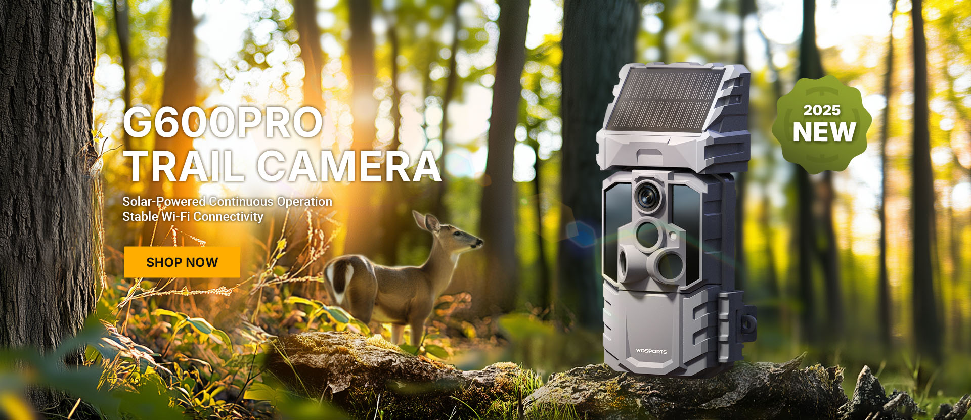 WOSPORTS G600PRO Wi-Fi Solar Trail Camera