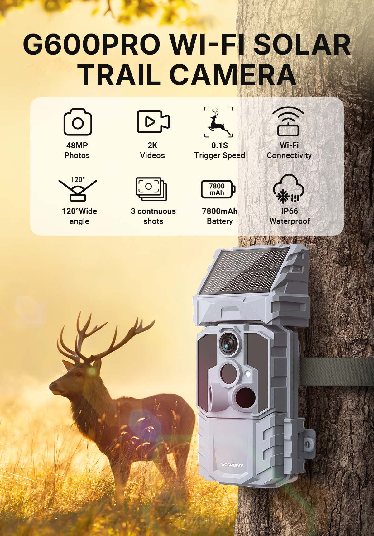 WOSPORTS G600PRO Wi-Fi Trail Camera