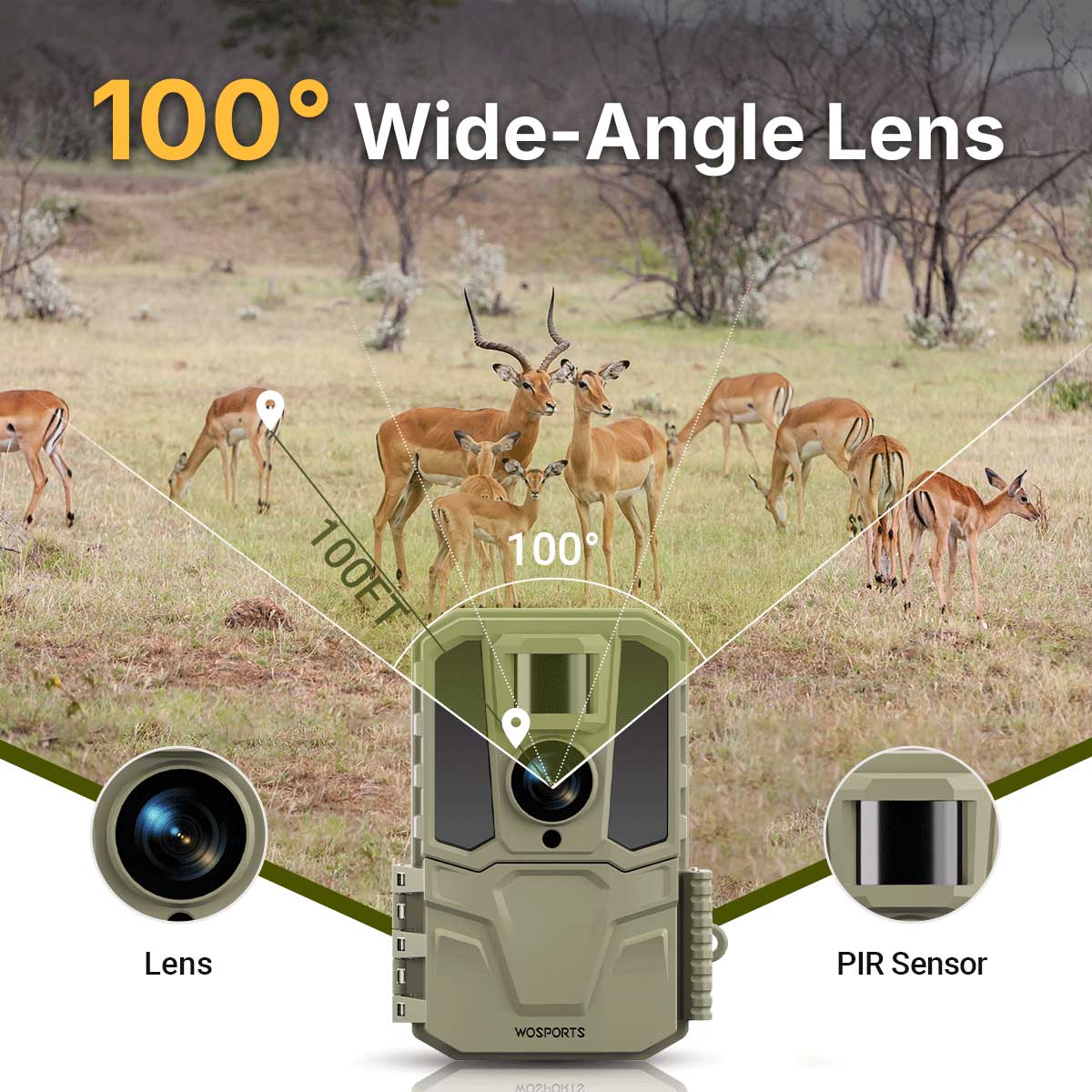 WOSPORTS H29 Trail Camera | Captures 4K Ultra-HD Videos & 48MP Photos