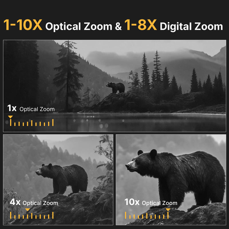 1-10X Optical Zoom & 1-8X Digital Zoom